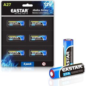 A23 12 Volt Battery - Alkaline A23 12V Batteries (6 Pack) for High-Powered Devices, Long Lasting 23A 12V Battery 55mAh for Ceiling Fan Remotes, Garage Doors Openers, Doorbells