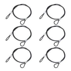 Semetall 6 قطع 2 مم كابل سلك من الفولاذ المقاوم للصدأ مع حلقات سلك أمان مطلي بالبلاستيك PVC للسفر في الهواء الطلق والمنزل معلق - طول 24 بوصة