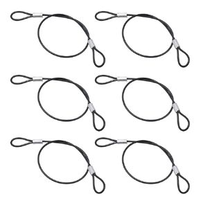 Semetall 6 قطع 2 مم كابل سلك من الفولاذ المقاوم للصدأ مع حلقات سلك أمان مطلي بالبلاستيك PVC للسفر في الهواء الطلق والمنزل معلق - طول 24 بوصة