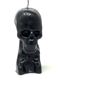 Vrinda® Decorative Candle Skeleton Black – 5 Inch Skeleton Head Sculpture - Unique Gothic Style Candle for Spooky Ambiance, Home Decor, Halloween Party and More