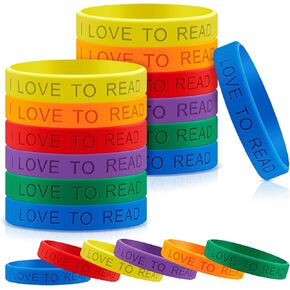 Jutom I Love to Read Rubber Bracelets Motivational Rubber Wristband Colorful Motivational Wristbands Vital Silicone Wristbands Bracelets for Kids Rewards Teachers Home Classroom Decoration Party
