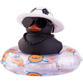 MuMyer Car Rubber Duck Ornaments Colorful Duck Car Dashboard Decorations Accessories with Mini Sunglasses Swim Ring Sun Hat and Color Necklace(CC9)