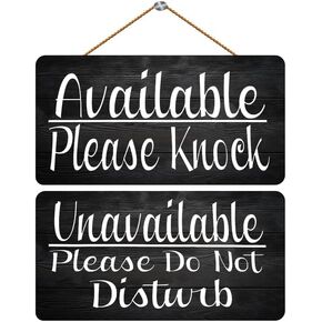 Hao East Available Please Knock Unavailable Please Do Not Disturb , Reversible Double Sided Sign for Business, Office, Therapist, Clinic, Treatment, 12x6 Inches Wooden Hanging Plaque