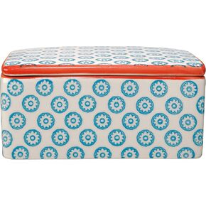 Bloomingville Ceramic Butter Dish Emma - Colorful Serving Dish Butter-Box L 5'' W 4'' H 2.5'', Blue red, Stoneware