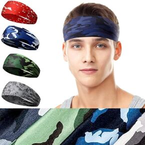 4 Pack Sweat Headbands for Men and Women Sweat Headbands for Unisex Running,Workout,Gym,Sweat Bands Headbands Men Workout and Sports Hairband for Women Thin Fitness Gym,Outdoor for Young Adult.