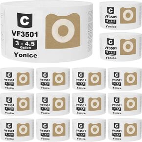 12 Pack VF3501 Dust Bags Size C Compatible for Ridgid & Workshop 3-4.5 Gallon Vacuums, Disposable Dust Collection Filter Bags Replace Part# 23738 VF3501 WS32045F