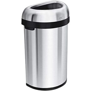 simplehuman 80 Liter / 21.1 Gallon Extra Large Semi-Round Open Top Trash Can Commercial Grade Heavy Gauge Brushed Stainless Steel, ADA-Compliant