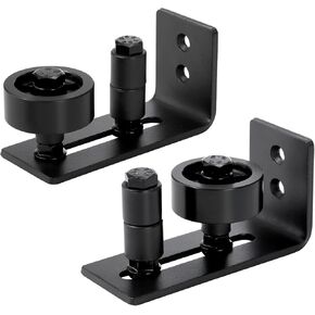 Peohud 2 Pack Sliding Barn Door Floor Guide, Adjustable Stay Rollers, 8 Setup Options, Wall Mounted Hardware for Flush Bottom, Black