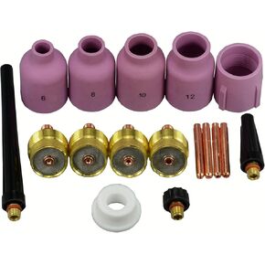 RIVERWELD TIG Diameter Gas Lens Collet Body Alumina Nozzle Kit Fit PTA DB SR WP 9 20 25 TIG Welding Torches 17pcs