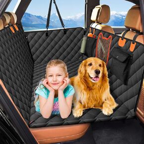JXFUKAL Back Seat Extender for Dogs, Dog Car Seat Cover for Back Seat Waterproof Dog Hammock for Car with Hard Bottom Holds 400lbs, Pet Backseat Protector Dog Bed for Car, SUV & Truck