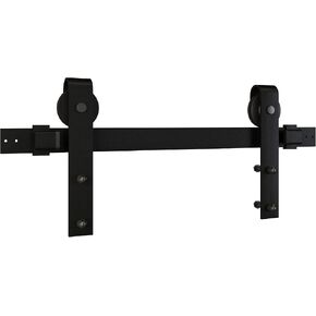 National Hardware, 72 in, Matte Black N700-005 Interior Sliding Barn Door Hardware One Piece Designer Kit with Soft Close