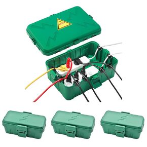 Hrensaw IP54 Large Outdoor Electrical Box w/ 8 Cable Seal Entry, Bundle w/ 3 Small Weatherproof Extension Cord Safety Box, Protect Power Strip, Timer Outlet Plug, Holiday Lights Decoration, Black