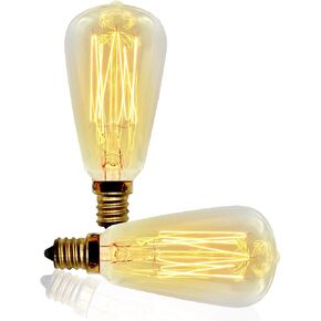 Vintage Retro Edison Bulb, ST38, 40w, E12 Base (Small), 2-Pack