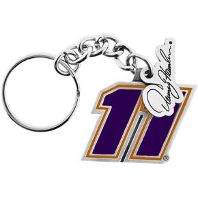 Denny Hamlin #11 Pewter Purple Number Signature Hang Tag Keychain
