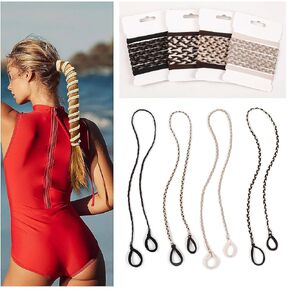 Rip Tie Hair Ties for Women Riptie 4 Pony Tails Elastic Hair Ties for Gym Braided Hair Ties Spiral Hair Ties for Swimming Sports 40 Inch Length