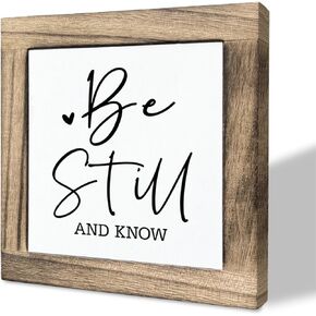 Primitive Box Sign, Be Still and Know, Wooden Plaque Gift Tabletop, Christian Wood Sign, Rustic Desk Sign, Home Decoration for Shelf, Farmhouse Decor Sign for Bedroom Living Room, Scripture Gift