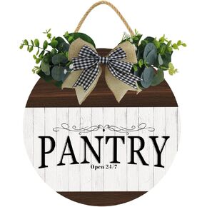 KPSheng Pantry Open 24/7 Signs,Farmhouse Pantry Sign Wooden Rustic Pantry Sign Retro Pantry Hanging Sign Wooden Art Printed Decor for Home Pantry Room Holiday Decoration 12in
