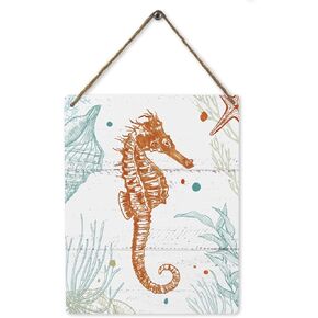 Mtrgdn Summer Decor，Seahorse Coastal Beach Wood Signs Home Decor - Beach Wooden Wall Art Decor Decor, Beach Beachy Room Decor Aesthetic, Coastal Beach House Decor, Beach Signs 8x10 Inch