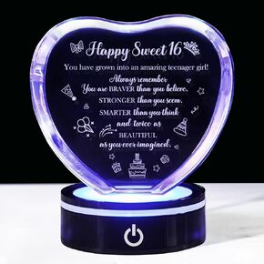 ROCKY&CHAO 80th Birthday Gifts for Women Men, Crystal Heart with Colorful Light Base, Happy 80th Birthday Decorations, Birthday Gifts for 80 Year Old Women Men Mom Dad Grandma Wife Friends
