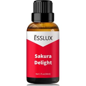 Sakura Delight Fragrance Oil, ESSLUX Aromatherapy Cherry Blossom Floral Essential Scented Oils for Home for Diffuser, Massage, Soap, Candle Making Scents, Perfume, Humidifier, 30 ml