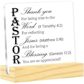 Pastor Gifts Pastor Appreciation Gifts Pastor Gifts for Men Pastor Christmas Gifts Christian Gifts for Pastor Birthday Gifts for Pastor Clear Acrylic Desk Decoration Sign 4 x 4 Inch
