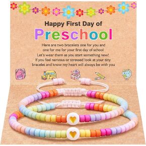 First Day of Preschool Pre K Prek Bracelet Mommy and Me Back to School First Day of School Gifts for Mom and Daughter Mother Daughter Anxiety Bracelets Back to School Gifts for Girls