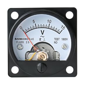 Baomain Analog Dial Panel Meter Voltmeter Gauge SO-45 AC 0-15V Round Black