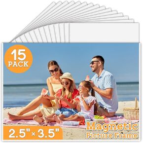 VNDUEEY 15 Pack 4x6 Magnetic Picture Frames for Refrigerator,Magnetic Photo Frames for Refrigerator 4x6 Picture Frames Bulk,Magnetic Pocket Frames,Fridge Picture Frames,Locker Photos Magnets Holder