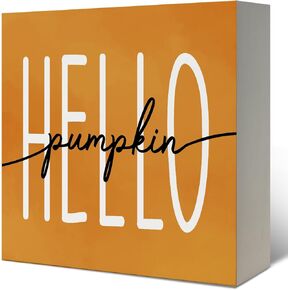Fall Decor,Fall Decorations for Home Wooden Box Sign，Golden Retriever With Pumpkin Autumn Decor，Thanksgiving Wooden Signs,Farmhouse Rustic Fall Decor for Table Desk Shelf Decor,5x5 Inches