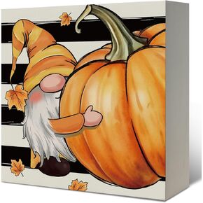 ديكور الخريف، ديكورات الخريف للمنزل علامة صندوق خشبي، المسترد الذهبي مع ديكور الخريف اليقطين، علامات خشبية لعيد الشكر، ديكور الخريف الريفي لديكور رف الطاولة، 5 × 5 بوصات in Kuwait