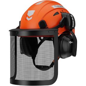 5 in 1 Forest Helmets Kit Industrial Chainsaw Safety Helmet with Mesh&Clear PC Shield and Ear Muffs, ANSI Z89.1 Certified Forestry Arborist Hard Hat 5 in 1 Forestry Hard Hat