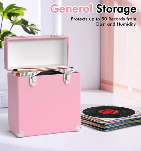 حقيبة تخزين وحمل تسجيلات الفينيل، صندوق تسجيل قابل للإزالة مقاوم للماء، منظم أقراص مضغوطة محمول مقاوم للغبار، يحمل 50 سجلًا مقاس 7-12 بوصة، مثالي لغرف المسرح ومجموعات السجلات الثمينة in Kuwait