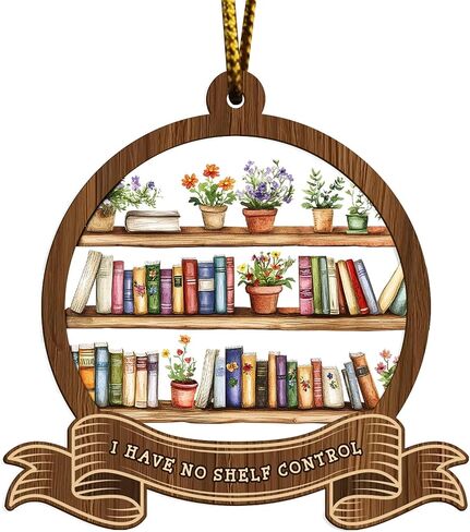 Artsy Woodsy Christmas Just A Girl Who Loves Books Suncatcher زخرفة شجرة الزينة، هدايا لمحبي القراءة مكتبة مكتبة الكتب، عيد الميلاد 2023 زخرفة خمر اكسسوارات السيارات المصنوعة يدويا (01) in Kuwait