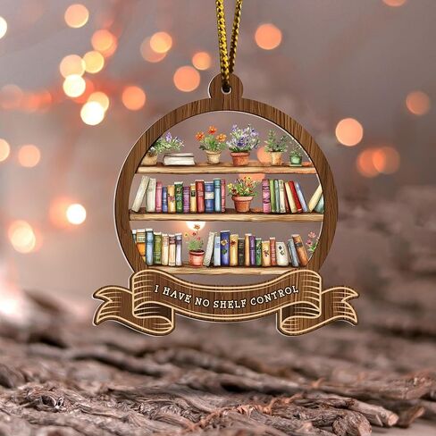 Artsy Woodsy Christmas Just A Girl Who Loves Books Suncatcher زخرفة شجرة الزينة، هدايا لمحبي القراءة مكتبة مكتبة الكتب، عيد الميلاد 2023 زخرفة خمر اكسسوارات السيارات المصنوعة يدويا (01) in Kuwait