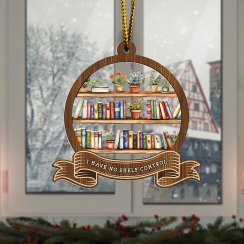 Artsy Woodsy Christmas Just A Girl Who Loves Books Suncatcher زخرفة شجرة الزينة، هدايا لمحبي القراءة مكتبة مكتبة الكتب، عيد الميلاد 2023 زخرفة خمر اكسسوارات السيارات المصنوعة يدويا (01) in Kuwait
