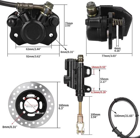 Rear Foot Brake Master Cylinder Caliper Set for 50cc 70cc 90cc 110cc 125cc Taotao 125D Boulder B1 Coolster Yamoto Vitacci Kazuma SunL 3050HD 3050C RPS Icebear ATV Quad 4 Wheeler in Saudi Arabia