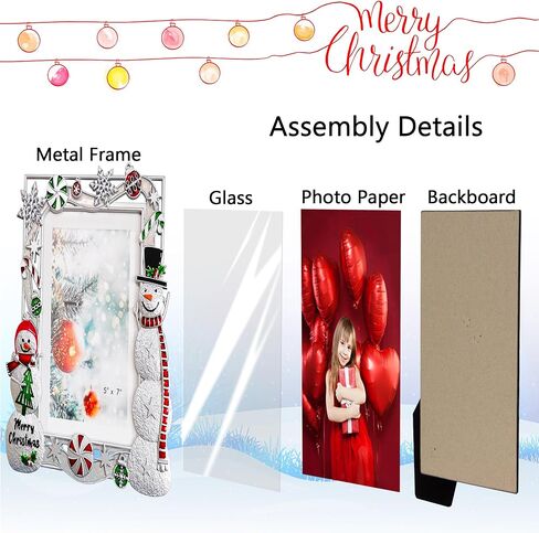 Christmas Picture Frame 5x7 inch with Year 2024 Metal Photo Frame Merry Christmas Pictures Frames Desktop Photo Display Tabletop Christmas Winter Decorations in Saudi Arabia