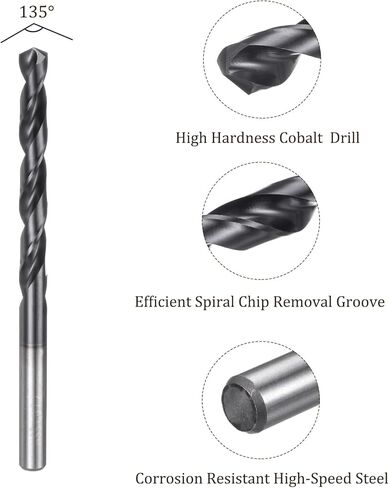 Twist Drill Bit - [4mm] M35 High-Speed Steel Cobalt Round Shank Jobber Bit Set Silver Tone for Metal Wood Plastic Steel Use, 42mm / 1.65" Blade Length in Kuwait