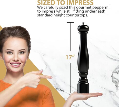 17 inch Large Pepper Mill - Refillable - Adjustable Grind - Precision Carbon Steel Mechanism in Saudi Arabia
