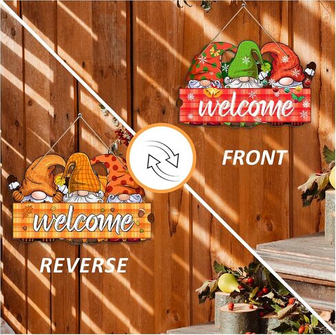 Reversible Fall Thanksgiving And Winter Christmas Sign Wooden Hanging Double Sided Sign Holiday Wooden Signs Thanksgiving And Christmas Party Fall Winter Home Holiday Door Wall Decoration in Saudi Arabia