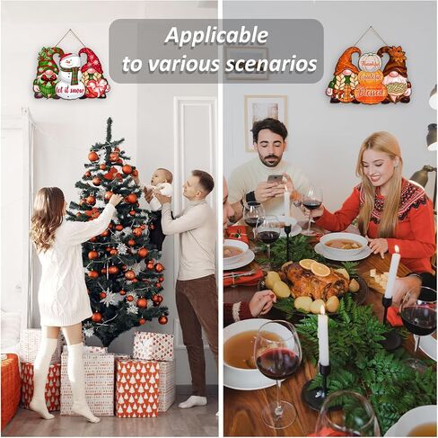 Reversible Fall Thanksgiving And Winter Christmas Sign Wooden Hanging Double Sided Sign Holiday Wooden Signs Thanksgiving And Christmas Party Fall Winter Home Holiday Door Wall Decoration in Saudi Arabia