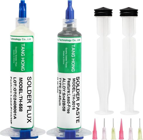 Solder Flux and Solder Paste Kit,10CC No Clean Solder Flux (1 PACK), Sn42%/Bi58% Lead Free Solder Paste 30g (1 PACK), 138℃ Solder Paste for Electronics,For Electronic Soldering in Saudi Arabia