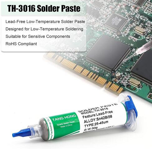 Solder Flux and Solder Paste Kit,10CC No Clean Solder Flux (1 PACK), Sn42%/Bi58% Lead Free Solder Paste 30g (1 PACK), 138℃ Solder Paste for Electronics,For Electronic Soldering in Saudi Arabia