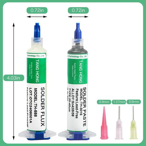 Solder Flux and Solder Paste Kit,10CC No Clean Solder Flux (1 PACK), Sn42%/Bi58% Lead Free Solder Paste 30g (1 PACK), 138℃ Solder Paste for Electronics,For Electronic Soldering in Saudi Arabia