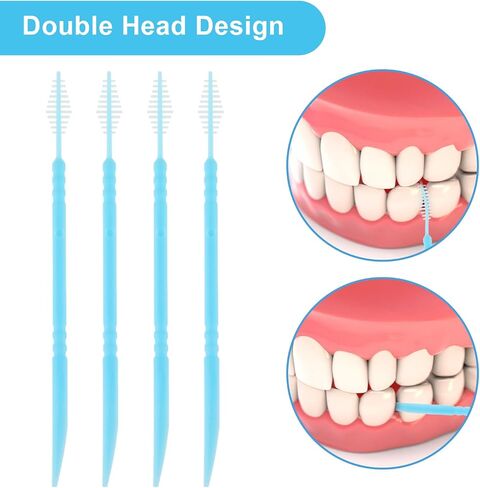 200Pcs Double Head 50pcs/Box Plastic Dental Floss Interdental Toothpick Brush Picks Dental Toothpicks Teeth Sticks, Teeth Cleaning Tool Portable Oral Care Toothpicks in Saudi Arabia