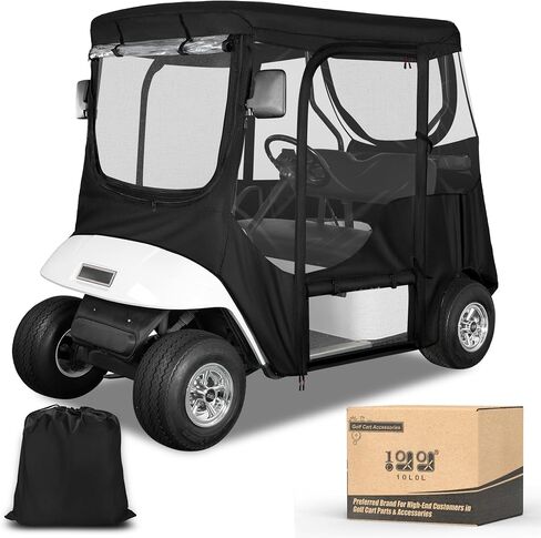 حاوية عربة الجولف للركاب 10L0L 2 لـ EZGO TXT، مقاومة للبعوض، غطاء المطر، مادة مقاومة للماء 600D، فتحة مرآة جانبية، لوحة إضاءة خلفية شفافة، باب قابل للطي، زجاج أمامي، نوافذ شفافة in Saudi Arabia