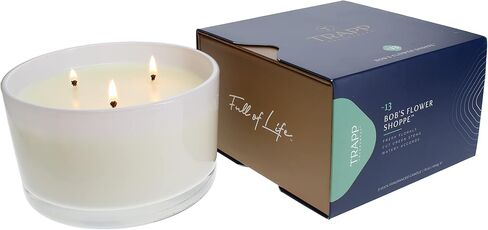 تراب - رقم 13 متجر بوب فلاور - 16 أونصة. شمعة بثلاث فتائل - عطر منزلي عطري برائحة الزهور من الزهور الطازجة والسيقان الخضراء المقطوعة ونفحات مائية - مزيج شمع الصويا in Kuwait