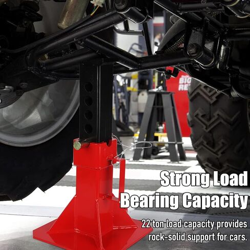Heavy Duty Car Jack Stand, Pin Type Adjustable Height Automotive Jack Stands with Lock, 12 Ton (26,400 lb) Capacity, Red, 1 Pair in Saudi Arabia