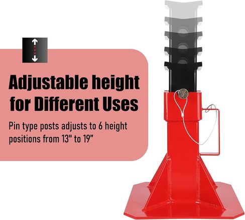 Heavy Duty Car Jack Stand, Pin Type Adjustable Height Automotive Jack Stands with Lock, 12 Ton (26,400 lb) Capacity, Red, 1 Pair in Saudi Arabia
