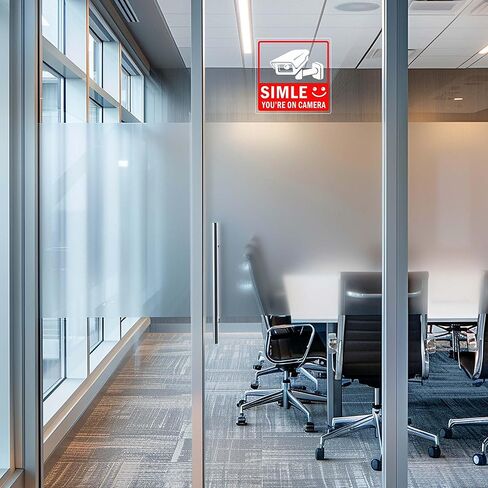 4 قطع لافتة مراقبة فيديو - ابتسامة أنت على الكاميرا، لافتة كاميرا أمان، لافتات مراقبة فيديو، ملصقات أمان للأبواب والنوافذ - 6 × 6 بوصة in Kuwait